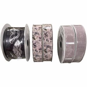 LOT 5 Ribbon Rolls Place & Time Quality Time Crafts Fall Autumn Floral Moth NWT